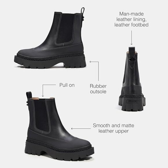 NEW Coach Women's Black Jayla Leather Bootie - Picture 3 of 7